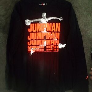 Jordan Black Long Sleeve Shirt with Orange Graphic